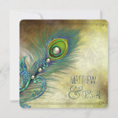 Elegant Peacock Wedding Kaart (Voorkant)