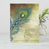 Elegant  Peacock Wedding Kaart (Staand voorkant)