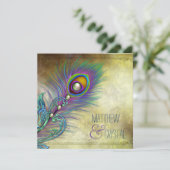 Elegant Peacock Wedding Kaart (Staand voorkant)