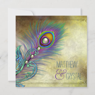 Elegant  Peacock Wedding Kaart