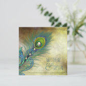 Elegant  Peacock Wedding Kaart (Staand voorkant)