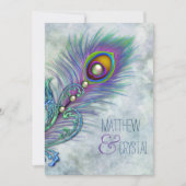 Elegant Peacock Wedding Kaart (Voorkant)