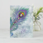 Elegant  Peacock Wedding Kaart (Staand voorkant)