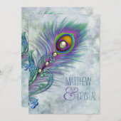 Elegant  Peacock Wedding Kaart (Voorkant / Achterkant)
