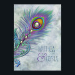Elegant  Peacock Wedding Kaart<br><div class="desc">Mooie lavendel paarse en blauwgroen blauw  pauw bruiloft uitnodigingen. Deze elegante paarse  waterverf pauw huwelijksuitnodiging is gemakkelijk aangepast voor uw evenement met uw keuze van lettertype stijl,  kleur en formulering op de voor- en achterkant. Dit is een afgedrukt grafisch ontwerp zonder echte edelstenen,  juwelen,  enz.</div>