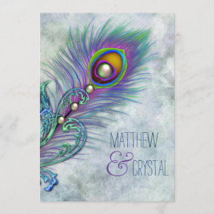 Elegant  Peacock Wedding Kaart