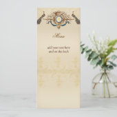 Elegant Peacock Wedding Menu Cards (Staand voorkant)