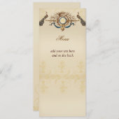 Elegant Peacock Wedding Menu Cards (Voorkant / Achterkant)