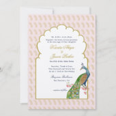 Elegant PeacockRoze & Gold Indian bruiloft Kaart (Voorkant)