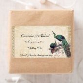 Elegant Peacocks Wedding Wine Label (Insitu)