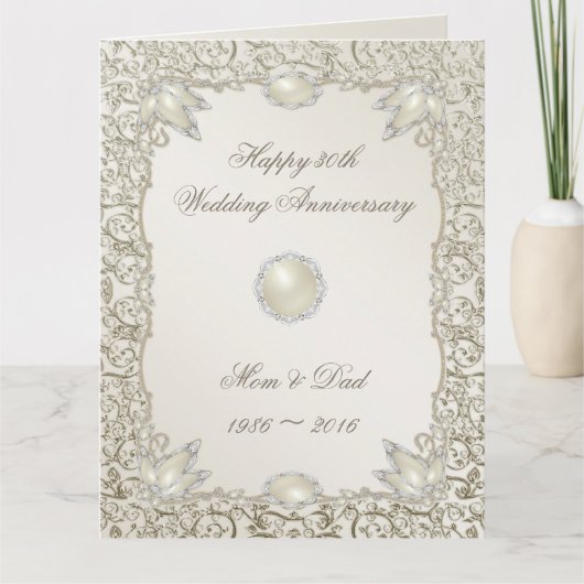 Elegant Pearl 30th Wedding Anniversary 8.5 X 11 Kaart (Voorkant)