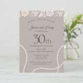 Elegant Pearl 30th wedding anniversary taupe Kaart (Staand voorkant)