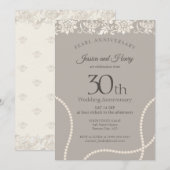 Elegant Pearl 30th wedding anniversary taupe Kaart (Voorkant / Achterkant)
