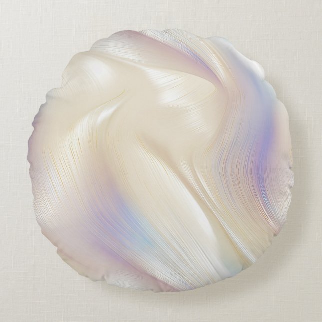  Elegant Pearl Aqua Blue Paarse Swirl Rond Kussen (Voorkant)