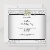 Elegant Pearl Black White Diamond Birthday Party Kaart (Achterkant)
