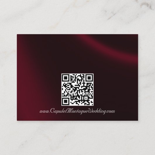 Elegant Pearl, Bourgogne Ribbon & Sparkle QR Code Informatiekaartje (Achterkant)