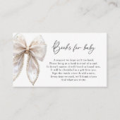 Elegant Pearl Bow Baby shower Boeken voor Baby Informatiekaartje (Voorkant)