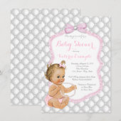 Elegant Pearl Bow Baby shower Kaart (Voorkant / Achterkant)