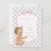 Elegant Pearl Bow Baby shower Kaart (Voorkant)
