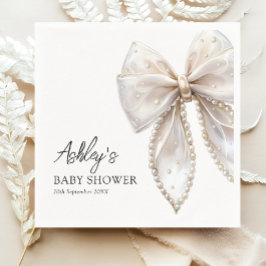 Elegant Pearl Bow Baby shower Servet