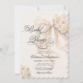 Elegant Pearl Bow Floral Bridal Shower  Kaart (Voorkant)