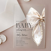 Elegant Pearl Bow Girl Baby shower Acryl Uitnodigingen