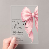Elegant Pearl Bow Girl Baby shower Acryl Uitnodigingen (Insitu (Draagbaar))