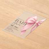 Elegant Pearl Bow Girl Baby shower Acryl Uitnodigingen (Laagn)