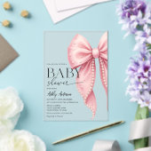 Elegant Pearl Bow Girl Baby shower Acryl Uitnodigingen (Insitu (Huwelijk))