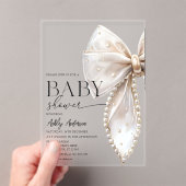 Elegant Pearl Bow Girl Baby shower Acryl Uitnodigingen (Insitu (Draagbaar))