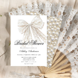 Elegant Pearl Bow Modern Vrijgezellenfeest Kaart