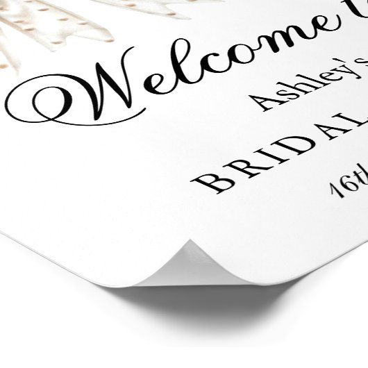 Elegant Pearl Bow Vrijgezellenfeest Welkom Poster (Hoek)