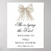 Elegant Pearl Bow Ze is Tying the Knot Welkom Poster (Voorkant)