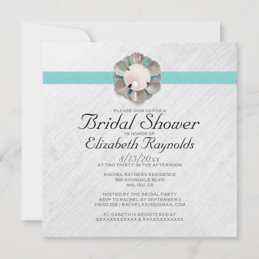 Elegant Pearl Bridal Shower Invitations Kaart (Voorkant)