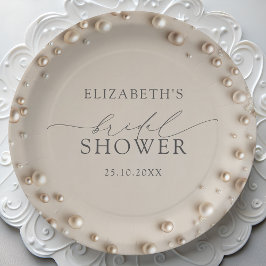Elegant Pearl Bridal Shower Papieren Bordje
