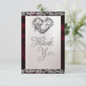 Elegant Pearl, Burgundy Ribbon & Sparkle Bedankkaart (Staand voorkant)