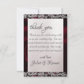 Elegant Pearl, Burgundy Ribbon & Sparkle Bedankkaart (Achterkant)