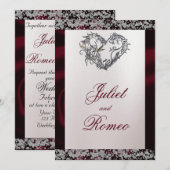 Elegant Pearl, Burgundy Ribbon & Sparkle Kaart (Voorkant / Achterkant)