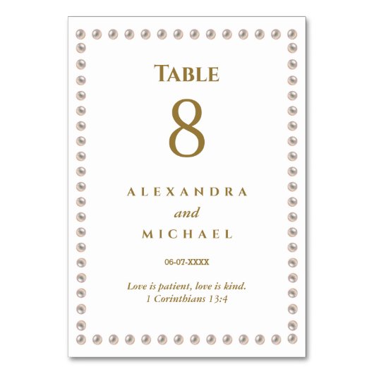 Elegant Pearl Christian Wedding  Kaart (Achterkant)