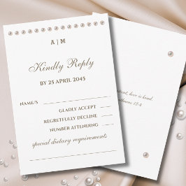 Elegant Pearl Christian Wedding RSVP Card  Kaartje
