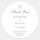 Elegant Pearl Christian Wedding Thank You Ronde Sticker (Voorkant)