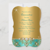Elegant Pearl Damask Jade Quinceanera Kaart (Achterkant)