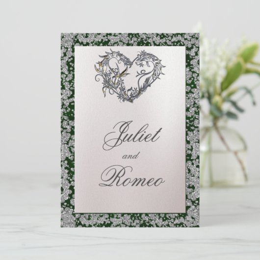 Elegant Pearl, Emerald Ribbon & Sparkle 2 Kaart (Staand voorkant)