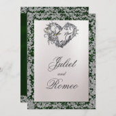 Elegant Pearl, Emerald Ribbon & Sparkle 2 Kaart (Voorkant / Achterkant)