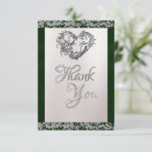 Elegant Pearl, Emerald Ribbon & Sparkle Bedankkaart (Staand voorkant)