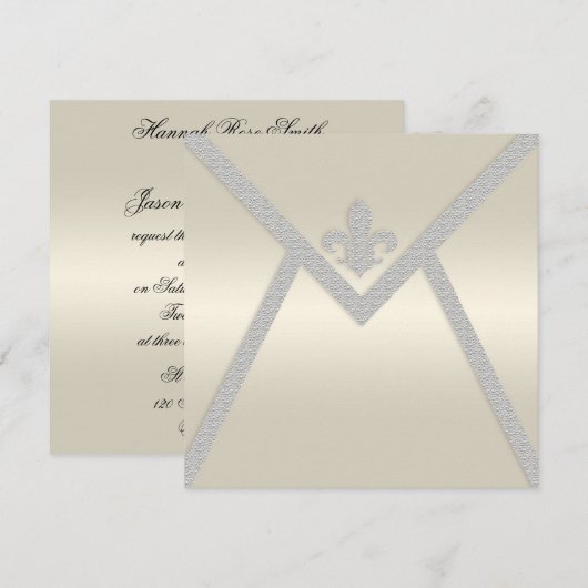 Elegant Pearl Envelope Wedding Invitations Kaart (Voorkant / Achterkant)