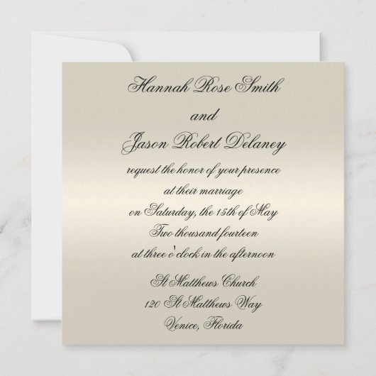 Elegant Pearl Envelope Wedding Invitations Kaart (Achterkant)