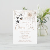 Elegant Pearl Floral Black & White Kerstparty Kaart (Staand voorkant)