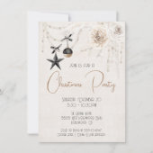 Elegant Pearl Floral Black & White Kerstparty Kaart (Voorkant)