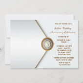Elegant Pearl Gold 50th Wedding Jubileum Kaart (Achterkant)
